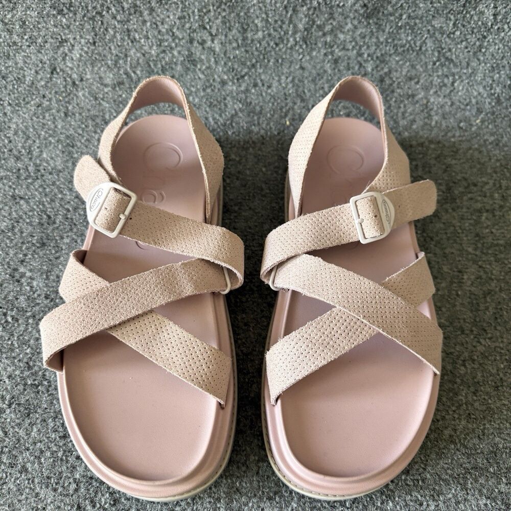 Chaco Townes Midform Sandal Pink Suede Strappy Platform Size 10 Cute Cottagecore